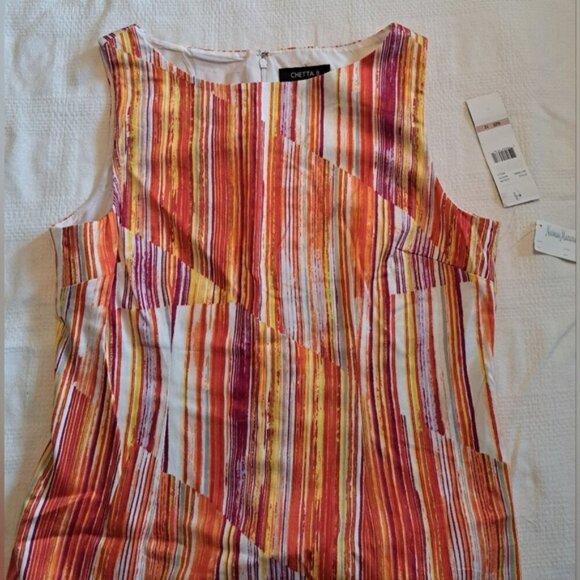 Chetta B women's size 12 verticle striped dress, bright multi color shift, NWT - Picture 7 of 8